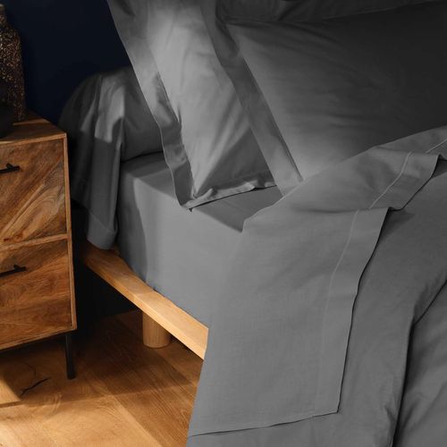 Drap Plat Lina - 100% Coton - Gris- Certifié