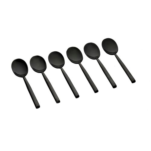 Lot De 6 Petites Cuillères En Inox Noir D