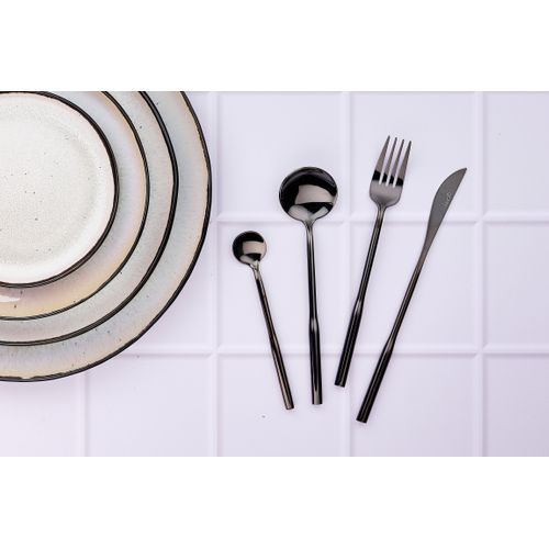 Lot De 6 Petites Cuillères En Inox Noir D