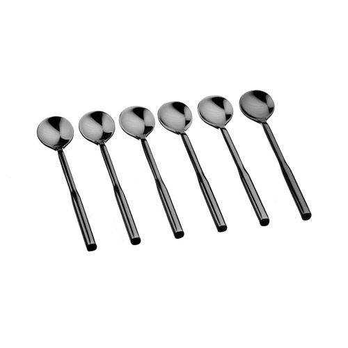 Lot De 6 Petites Cuillères En Inox Noir D