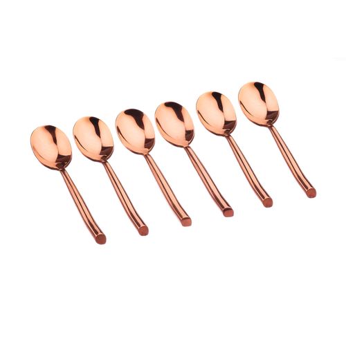 Lot De 6 Petites Cuillères En Inox Cuivre D