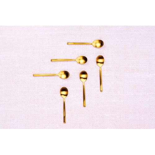 Lot De 6 Petites Cuillères En Inox Or D