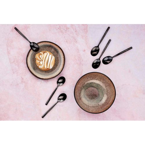 Lot De 6 Petites Cuillères En Inox Noir D