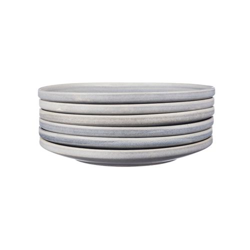 Lot De 6 Assiettes Plates En Grès Gris D27.5