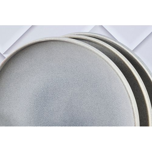 Lot De 6 Assiettes Plates En Grès Gris D27.5