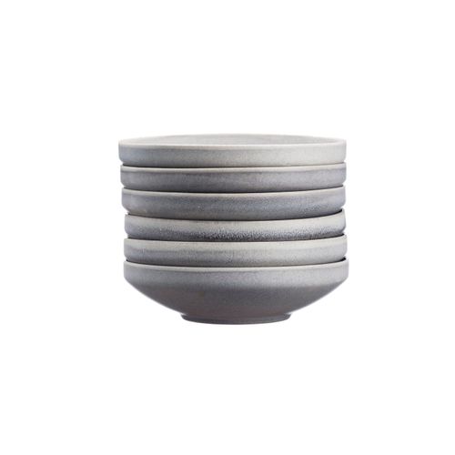 Lot De 6 Assiettes Creuses En Grès Gris D20