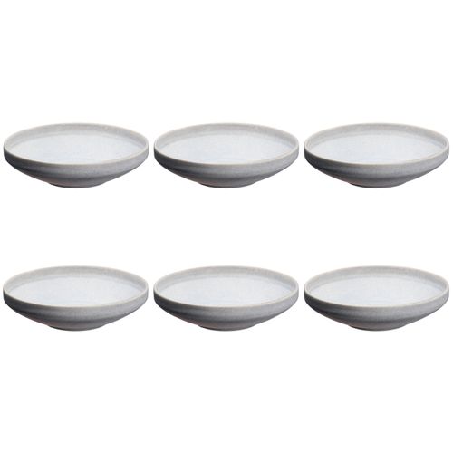Lot De 6 Assiettes Creuses En Grès Gris D20