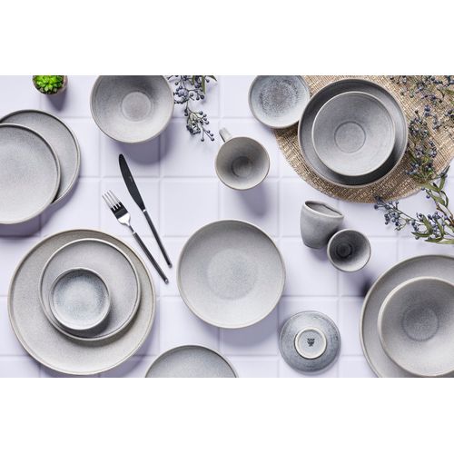 Lot De 6 Assiettes Creuses En Grès Gris D20