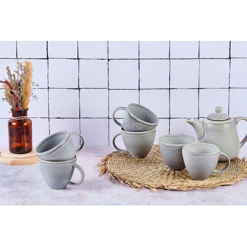 Lot De 6 Mugs En Grès Gris 25cl