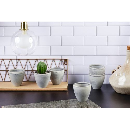 Lot De 6 Tasses En Grès Gris D8