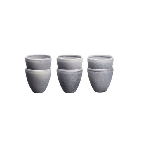 Lot De 6 Tasses En Grès Gris D8