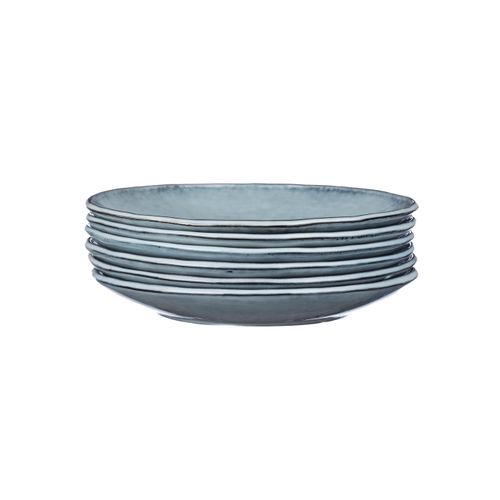 Lot De 6 Assiettes Plates En Grès Gris D27