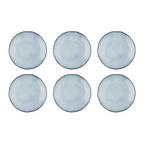 Lot De 6 Assiettes Plates En Grès Gris D27