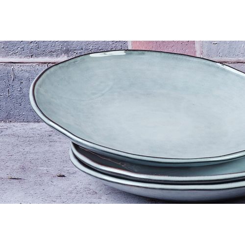 Lot De 6 Assiettes Plates En Grès Gris D27