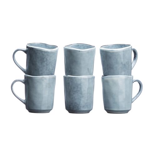 Lot De 6 Mugs En Grès Gris 40cl