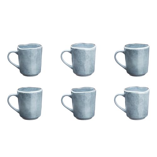 Lot De 6 Mugs En Grès Gris 40cl