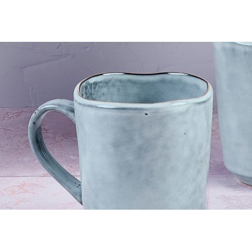 Lot De 6 Mugs En Grès Gris 40cl