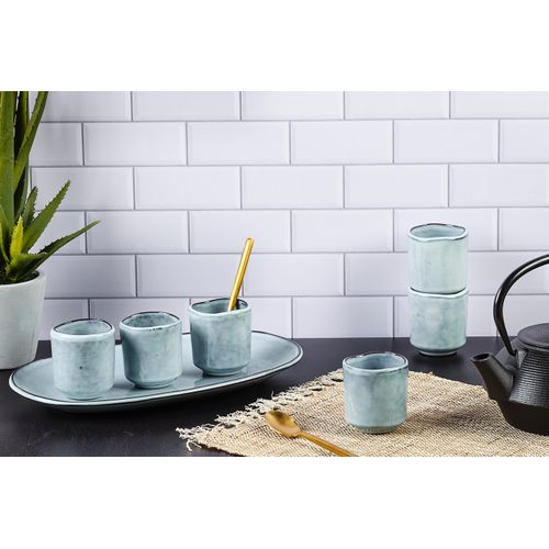 Lot De 6 Tasses En Grès Gris D6.5