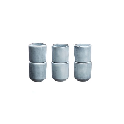 Lot De 6 Tasses En Grès Gris D6.5
