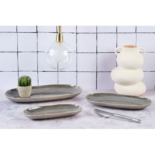 Lot De 3 Plateaux En Grès Gris D