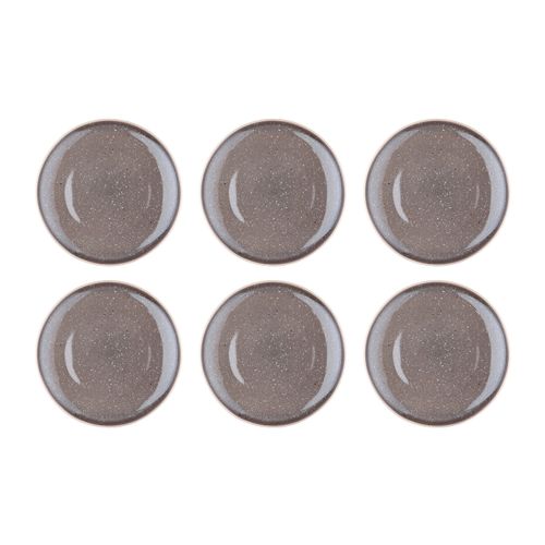 Lot De 6 Assiettes Plates En Grès Gris D27