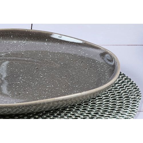 Lot De 6 Assiettes Plates En Grès Gris D27