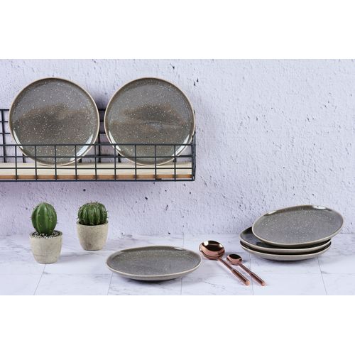 Lot De 6 Assiettes à Dessert En Grès Gris D22