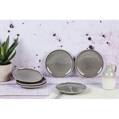 Lot De 6 Assiettes à Pain En Grès Gris D18