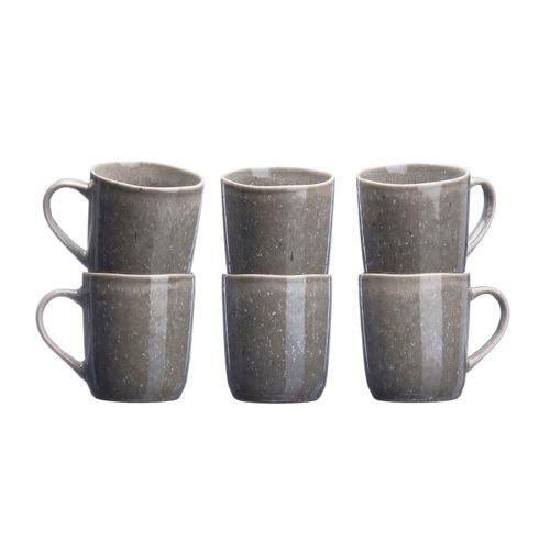 Lot De 6 Mugs En Grès Gris 40cl