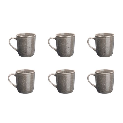 Lot De 6 Mugs En Grès Gris 40cl