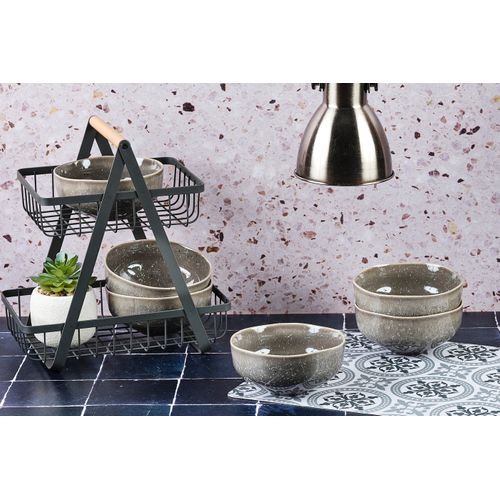 Lot De 6 Bols Moyens En Grès Gris D14