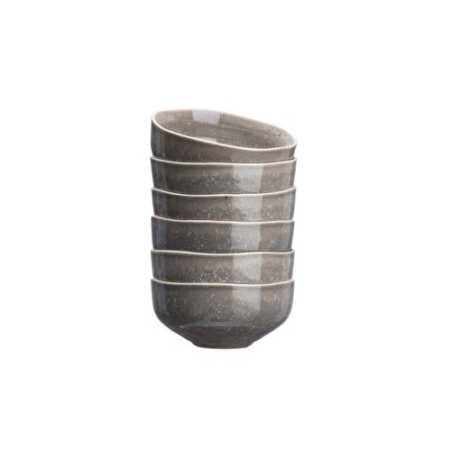 Lot De 6 Bols Moyens En Grès Gris D14