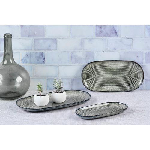 Lot De 3 Plateaux En Grès Gris D