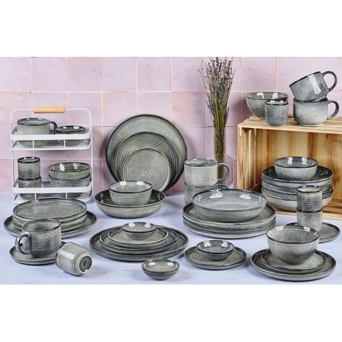 Lot De 48 Set Complet En Grès Gris D