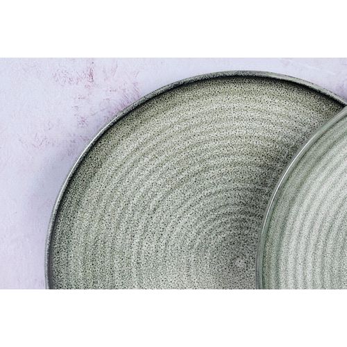 Lot De 6 Assiettes Plates En Grès Gris D28