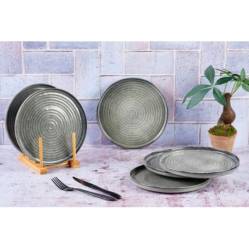 Lot De 6 Assiettes à Dessert En Grès Gris D22