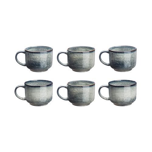 Lot De 6 Mugs En Grès Gris 40cl