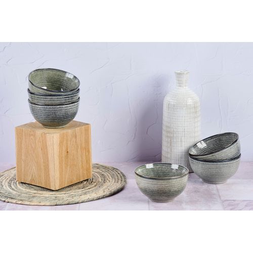 Lot De 6 Bols Moyens En Grès Gris D14