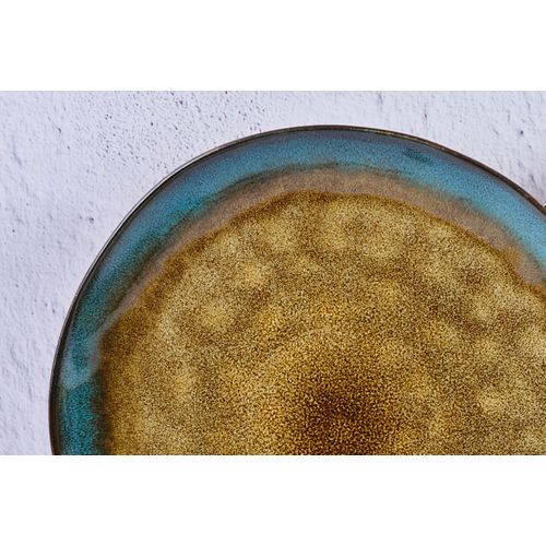 Lot De 6 Assiettes Plates En Grès Marron D28