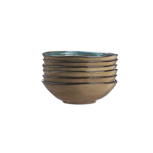 Lot De 6 Grands Bols En Grès Marron D20