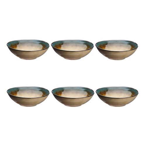 Lot De 6 Grands Bols En Grès Marron D20