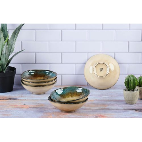 Lot De 6 Bols Moyens En Grès Marron D15