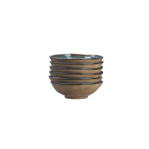 Lot De 6 Bols Moyens En Grès Marron D15