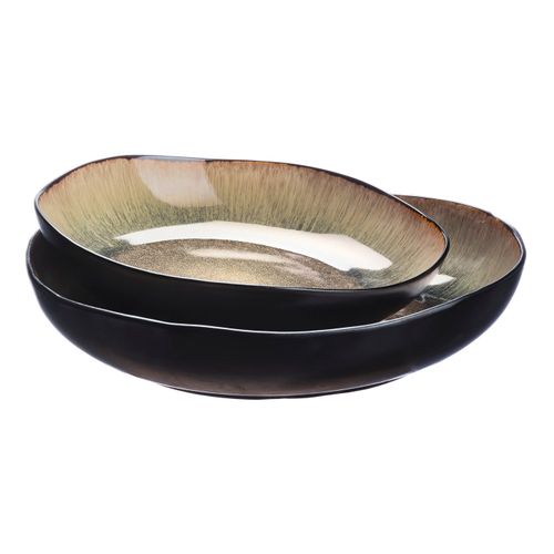 Lot De 2 Corbeilles à Fruits En Grès Marron D