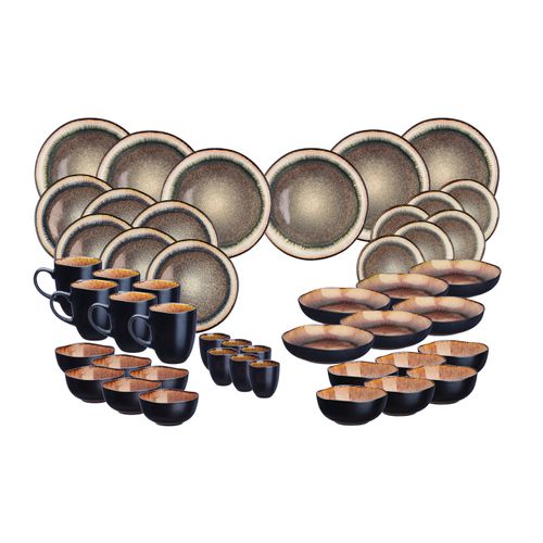 Lot De 48 Set Complet En Grès Marron D