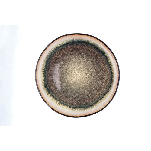 Lot De 6 Assiettes Plates En Grès Marron D26