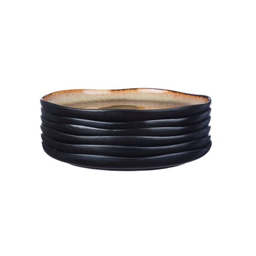 Lot De 6 Assiettes Plates En Grès Marron D26