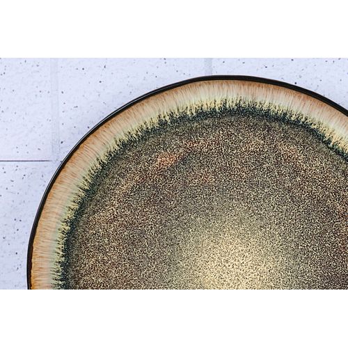 Lot De 6 Assiettes Plates En Grès Marron D26