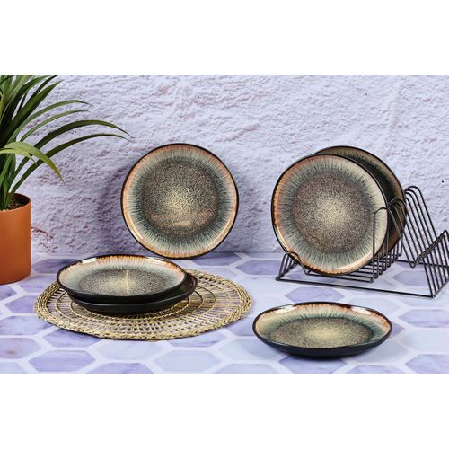 Lot De 6 Assiettes à Dessert En Grès Marron D21.5