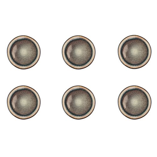 Lot De 6 Assiettes à Dessert En Grès Marron D21.5